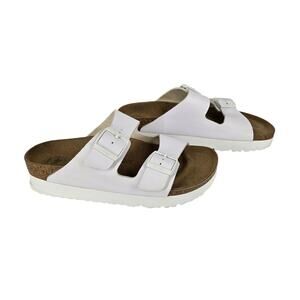 PAPILLIO BY BIRKENSTOCK UNISEX VEGAN WHITE BUCKLE SANDALS – SIZE 41 / L10 M8